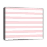 Horizontal Stripes - White and Pale Pink Deluxe Canvas 20  x 16  (Stretched)