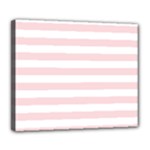 Horizontal Stripes - White and Pale Pink Deluxe Canvas 24  x 20  (Stretched)