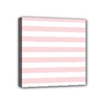 Horizontal Stripes - White and Pale Pink Mini Canvas 4  x 4  (Stretched)