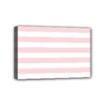 Horizontal Stripes - White and Pale Pink Mini Canvas 6  x 4  (Stretched)