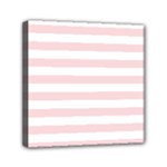 Horizontal Stripes - White and Pale Pink Mini Canvas 6  x 6  (Stretched)