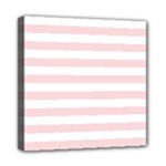 Horizontal Stripes - White and Pale Pink Mini Canvas 8  x 8  (Stretched)