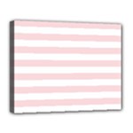 Horizontal Stripes - White and Pale Pink Canvas 14  x 11  (Stretched)