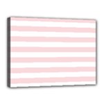 Horizontal Stripes - White and Pale Pink Canvas 16  x 12  (Stretched)