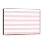 Horizontal Stripes - White and Pale Pink Canvas 18  x 12  (Stretched)