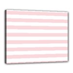 Horizontal Stripes - White and Pale Pink Canvas 20  x 16  (Stretched)