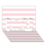 Horizontal Stripes - White and Pale Pink I Love You 3D Greeting Card (7x5)