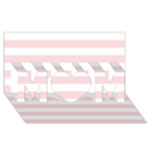 Horizontal Stripes - White and Pale Pink MOM 3D Greeting Card (8x4)