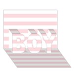 Horizontal Stripes - White and Pale Pink BOY 3D Greeting Card (7x5)