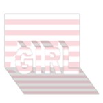 Horizontal Stripes - White and Pale Pink GIRL 3D Greeting Card (7x5)