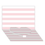 Horizontal Stripes - White and Pale Pink Heart Bottom 3D Greeting Card (7x5)