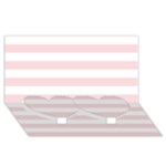 Horizontal Stripes - White and Pale Pink Twin Heart Bottom 3D Greeting Card (8x4)