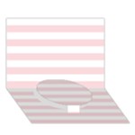 Horizontal Stripes - White and Pale Pink Circle Bottom 3D Greeting Card (7x5)