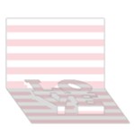 Horizontal Stripes - White and Pale Pink LOVE Bottom 3D Greeting Card (7x5)