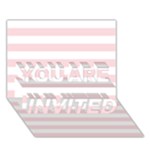 Horizontal Stripes - White and Pale Pink YOU ARE INVITED 3D Greeting Card (7x5)