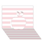 Horizontal Stripes - White and Pale Pink Apple 3D Greeting Card (7x5)