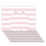 Horizontal Stripes - White and Pale Pink Clover 3D Greeting Card (7x5)