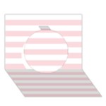 Horizontal Stripes - White and Pale Pink Circle 3D Greeting Card (7x5)