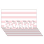 Horizontal Stripes - White and Pale Pink SORRY 3D Greeting Card (8x4)