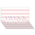 Horizontal Stripes - White and Pale Pink HUGS 3D Greeting Card (8x4)