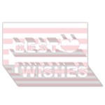 Horizontal Stripes - White and Pale Pink Best Wish 3D Greeting Card (8x4)