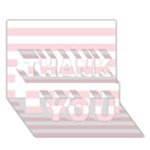 Horizontal Stripes - White and Pale Pink THANK YOU 3D Greeting Card (7x5)