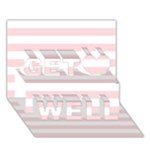 Horizontal Stripes - White and Pale Pink Get Well 3D Greeting Card (7x5)