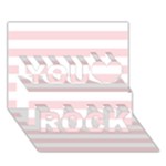 Horizontal Stripes - White and Pale Pink You Rock 3D Greeting Card (7x5)