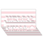 Horizontal Stripes - White and Pale Pink Merry Xmas 3D Greeting Card (8x4)