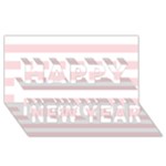 Horizontal Stripes - White and Pale Pink Happy New Year 3D Greeting Card (8x4)