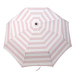 Horizontal Stripes - White and Pale Pink Folding Umbrella