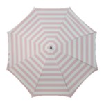 Horizontal Stripes - White and Pale Pink Golf Umbrella