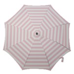 Horizontal Stripes - White and Pale Pink Hook Handle Umbrella (Medium)