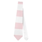 Horizontal Stripes - White and Pale Pink Necktie (One Side)