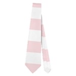 Horizontal Stripes - White and Pale Pink Necktie (Two Side)