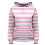 Horizontal Stripes - White and Cotton Candy Pink Women s Pullover Hoodie