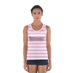 Horizontal Stripes - White and Cotton Candy Pink Women s Sport Tank Top