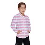 Horizontal Stripes - White and Cotton Candy Pink Wind Breaker (Kids)