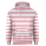 Horizontal Stripes - White and Pastel Pink Men s Pullover Hoodie