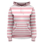 Horizontal Stripes - White and Pastel Pink Women s Pullover Hoodie