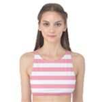 Horizontal Stripes - White and Pastel Pink Tank Bikini Top