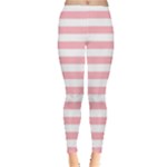 Horizontal Stripes - White and Pastel Pink Women s Leggings