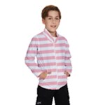 Horizontal Stripes - White and Pastel Pink Wind Breaker (Kids)