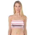 Horizontal Stripes - White and Cherry Blossom Pink Bandeau Top