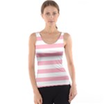 Horizontal Stripes - White and Cherry Blossom Pink Tank Top