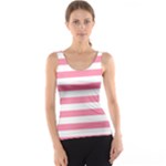 Horizontal Stripes - White and Flamingo Pink Tank Top