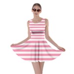 Horizontal Stripes - White and Flamingo Pink Skater Dress