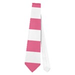 Horizontal Stripes - White and Dark Pink Necktie (One Side)