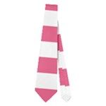 Horizontal Stripes - White and Dark Pink Necktie (Two Side)