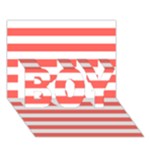 Horizontal Stripes - White and Pastel Red BOY 3D Greeting Card (7x5)